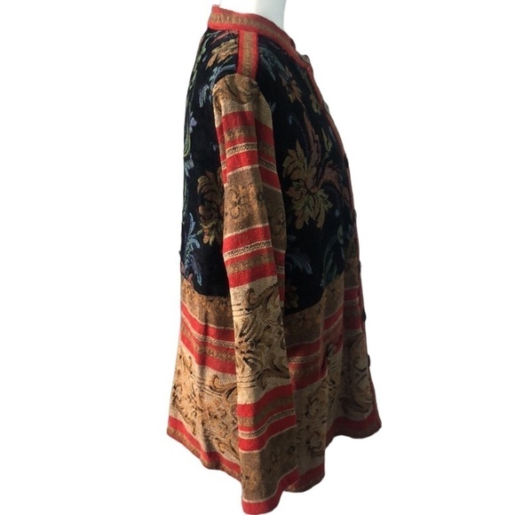 Sag Harbor Vintage Style Jacquard Pattern Collarless Jacket Coat Size 16 - Picture 3 of 14